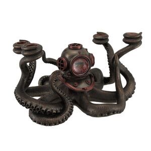 Incredibly Cool Steampunk Diver Octopus 4 Candle Candelabra